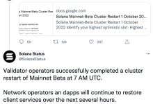 Solana 验证节点已成功重启网络-币圈最新消息