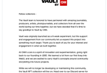 CNN 关闭其于去年推出的 NFT 市场 Vault,引发社区指控-币圈最新消息