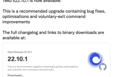 以太坊客户端 Teku 发布 22.10.1 版本，包含自愿退出命令改进-币圈最新消息