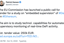 欧盟委员会公开招标“DeFi 对以太坊的嵌入式监管”研究-币圈最新消息