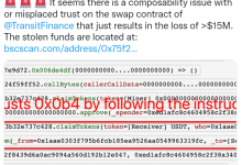 PeckShield:跨链 DEX 聚合器 Transit Swap 遭黑客攻击,损失超 1500 万美元-币圈最新消息